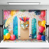 Lofaris Gold Mask Masquerade Colorful Mardi Gras Backdrop